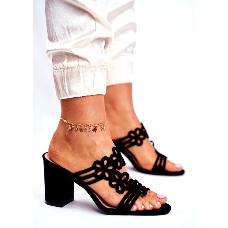 Pantoufles Pour Femmes À Talons Hauts Sergio Leone Noir SK031 4