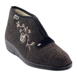 Chaussons isolants pour femmes Befado 031d027 brun gris 1
