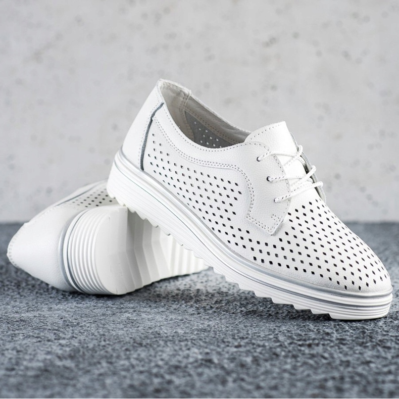 Goodin Chaussures en cuir ajouré blanche 2