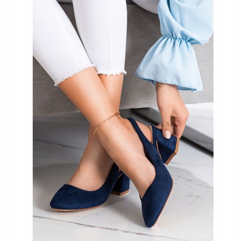 Goodin Escarpins à enfiler avec un talon exposé bleu marine bleu 1