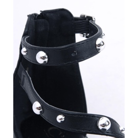 Sandales sur un talon bas noir B7922 Noir le noir 2