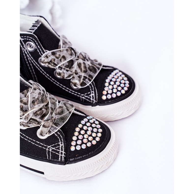Baskets noires Smile pour enfants avec zircone cubique 1
