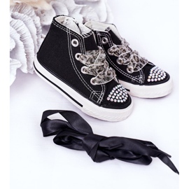 Baskets noires Smile pour enfants avec zircone cubique 2