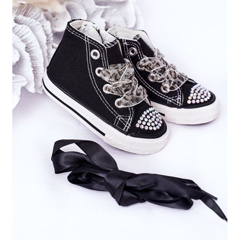 Baskets noires Smile pour enfants avec zircone cubique 2