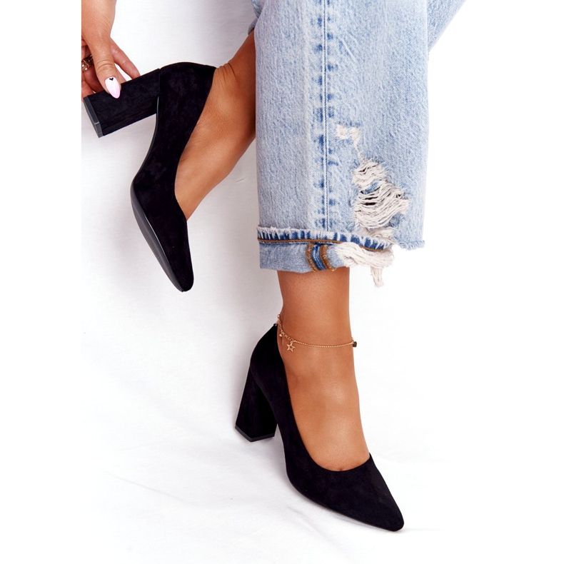 Escarpins En Daim Sur Une Barre Sergio Leone PB216 Noir le noir 1