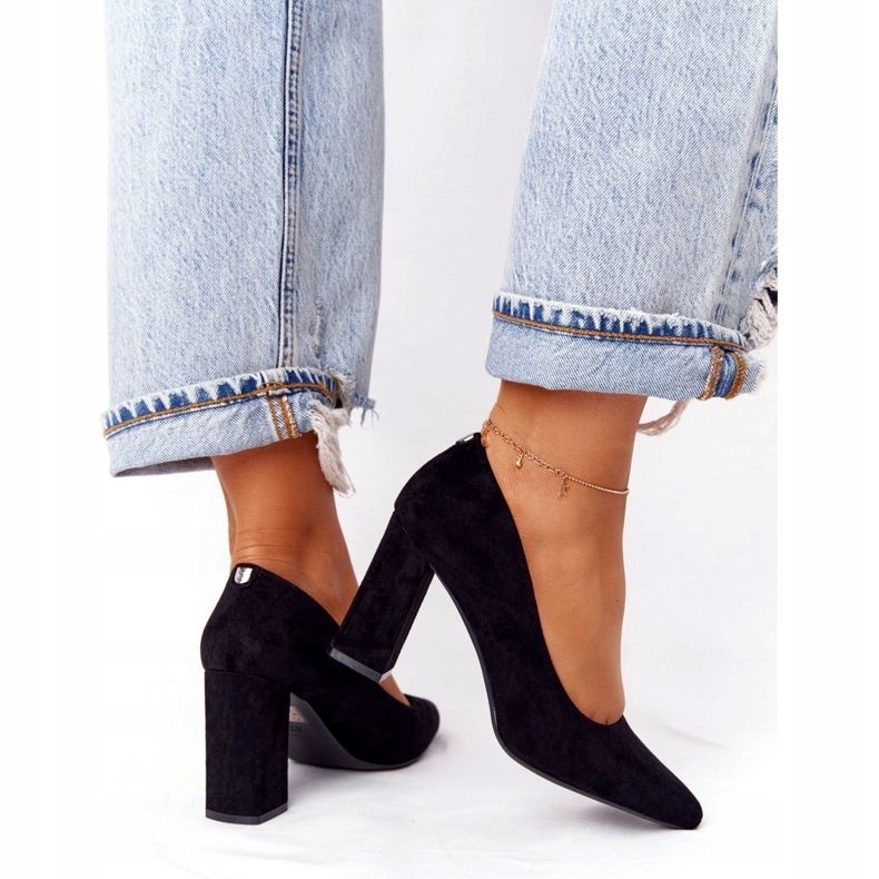 Escarpins En Daim Sur Une Barre Sergio Leone PB216 Noir le noir 4