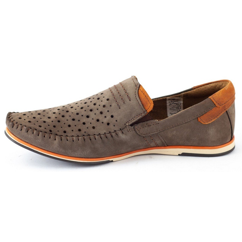 KOMODO Chaussures homme mocassins 876 marron d'été brun orange 1