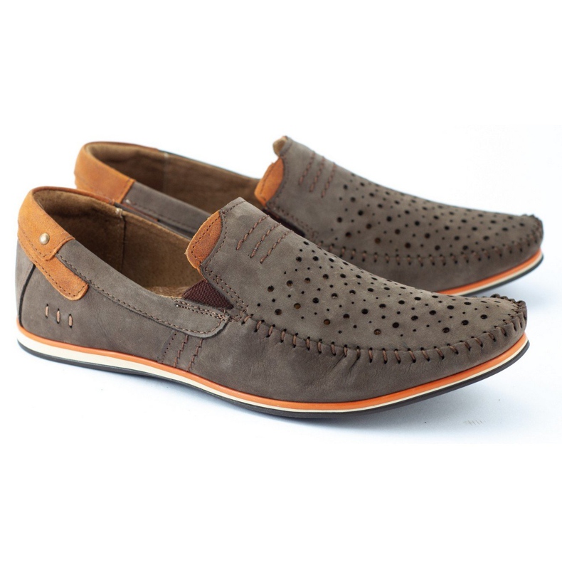 KOMODO Chaussures homme mocassins 876 marron d'été brun orange 2