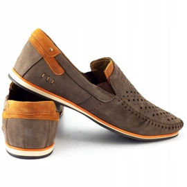 KOMODO Chaussures homme mocassins 876 marron d'été brun orange 3