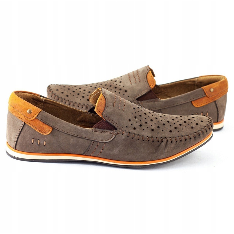 KOMODO Chaussures homme mocassins 876 marron d'été brun orange 4