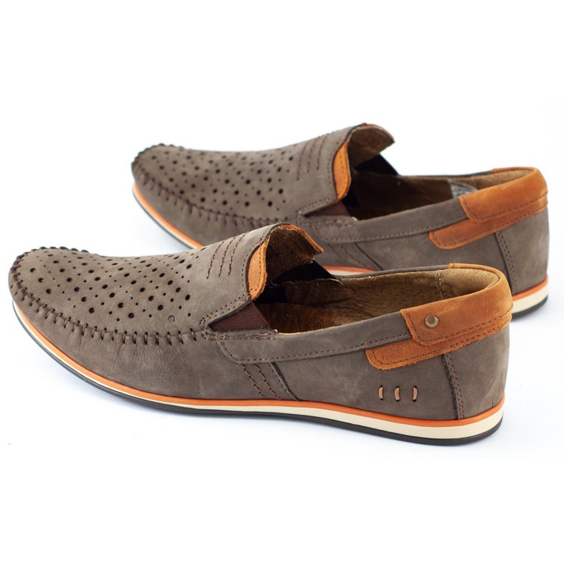KOMODO Chaussures homme mocassins 876 marron d'été brun orange 5