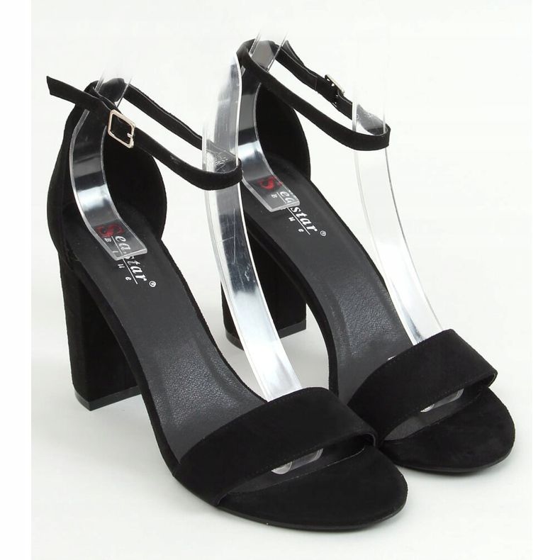 Sandales noires sur le poteau AF03P Noir 1