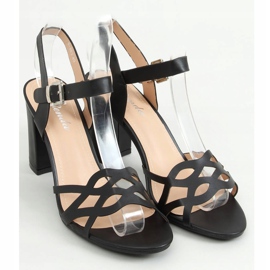 Noir S-863 Sandales noires à talons hauts 1