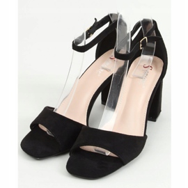 Sandales à talons carrés daim noir TU173P Noir le noir 1