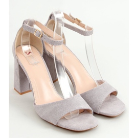 Sandales à talons carrés, daim gris TU173P Gris 1