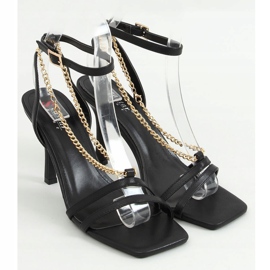 Sandales sur épingle avec chaîne noir NF-66P Noir le noir d'or 1