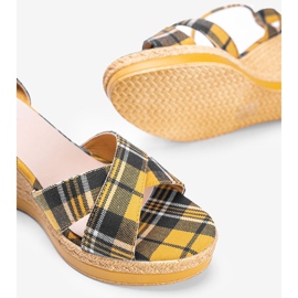 Sandales compensées moutarde à carreaux de You Bebe multicolore jaune 1