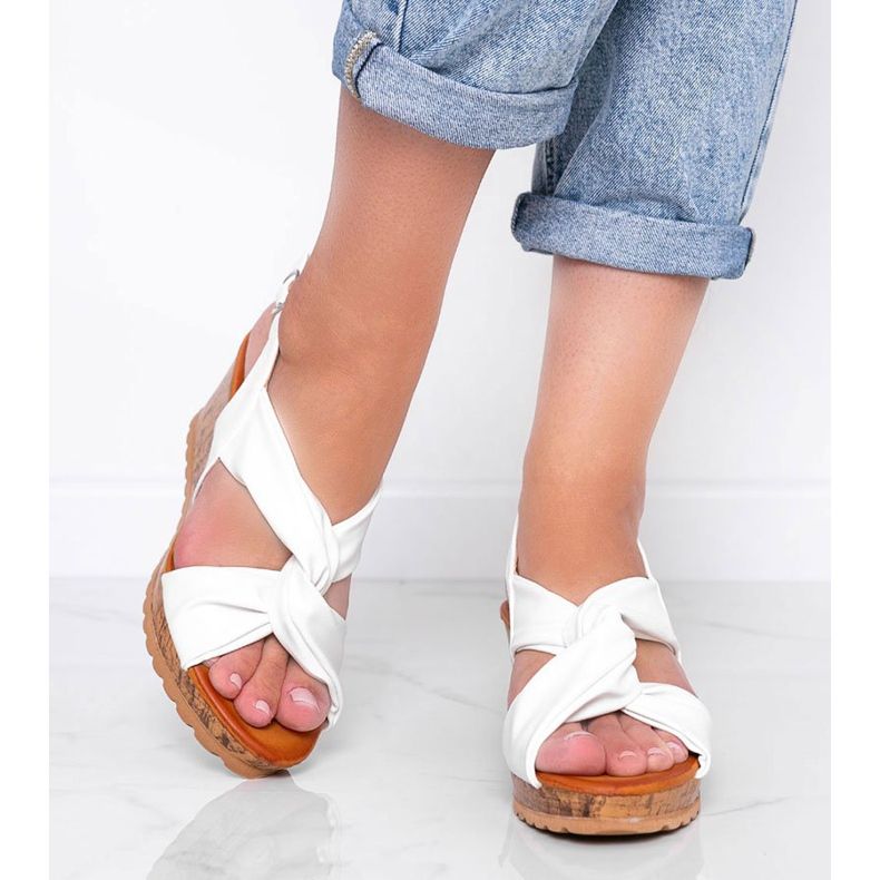 Sandales blanches à talon compensé Buenos Aires 1