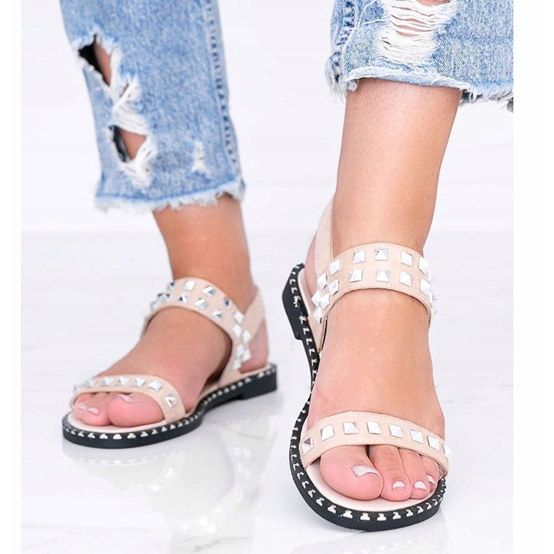 Sandales beiges à clous Thelma 1