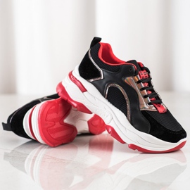 Sneakers sur la plateforme FASHION noir rouge 1