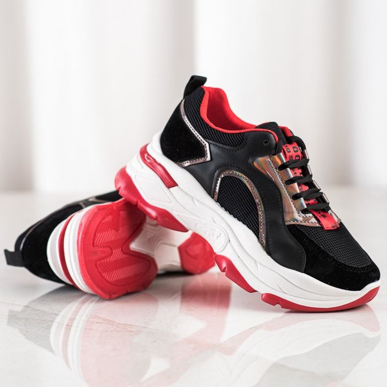 Sneakers sur la plateforme FASHION noir rouge 1