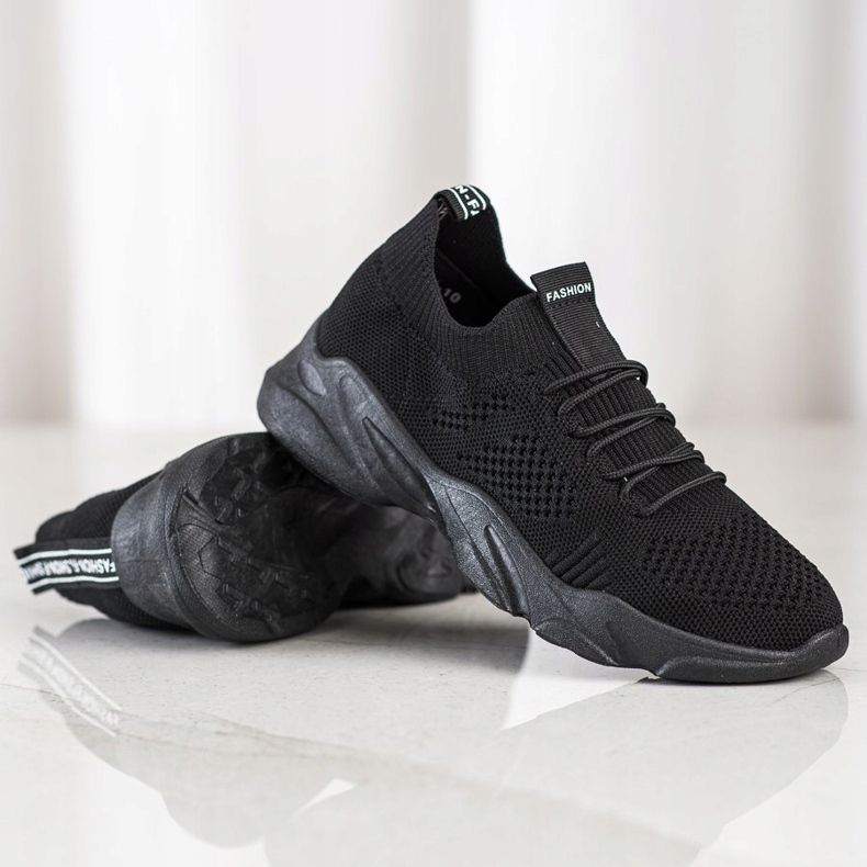 SHELOVET Chaussures de sport à enfiler noir 1