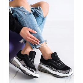 SHELOVET Baskets sur une plate-forme transparente blanc noir 1