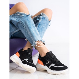 SHELOVET Baskets confortables à la mode le noir orange argent 4