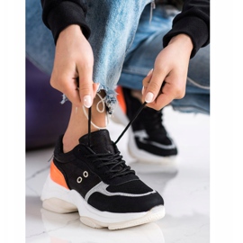 SHELOVET Baskets confortables à la mode le noir orange argent 3