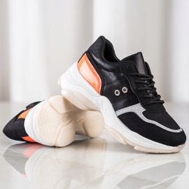 SHELOVET Baskets confortables à la mode le noir orange argent 2