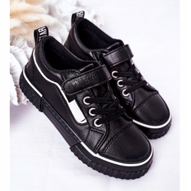 Baskets Enfant En Cuir Avec Velcro Big Star HH374029 Noir le noir 2