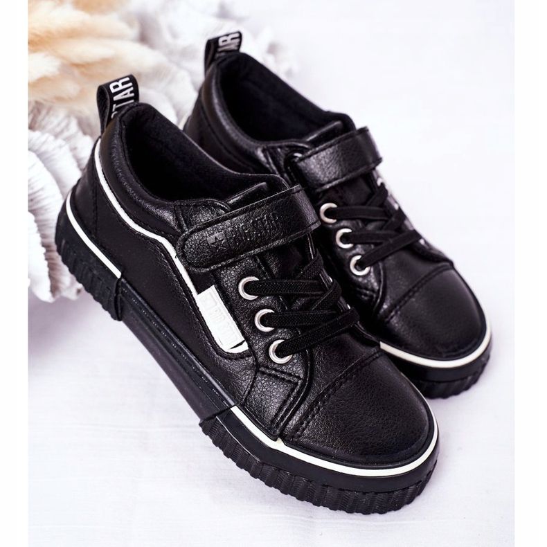 Baskets Enfant En Cuir Avec Velcro Big Star HH374029 Noir 2