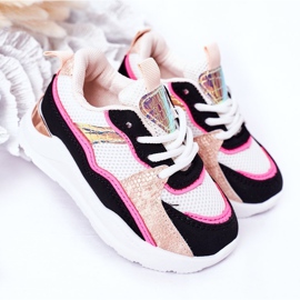Chaussures de sport pour enfants Sneakers Rose fluo Game Time blanc noir 2