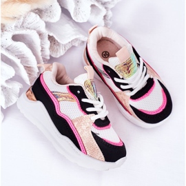 Chaussures de sport pour enfants Sneakers Rose fluo Game Time blanc noir 1