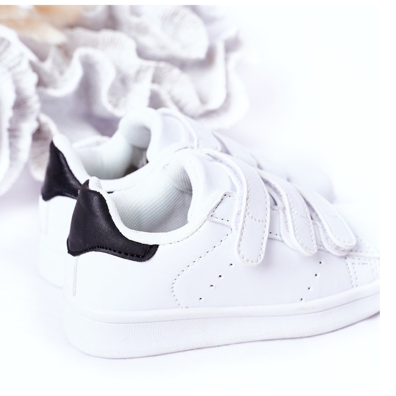 FR1 Chaussures de sport pour enfants avec velcro noir et blanc Fifi blanche 1