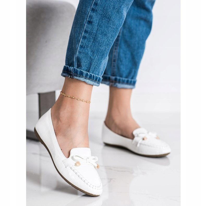 Kayla Mocassins décontractés en cuir écologique blanche 1