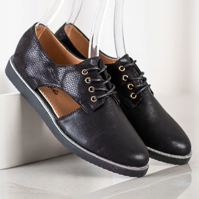 Forever Folie Chaussures à la mode avec une découpe le noir 2