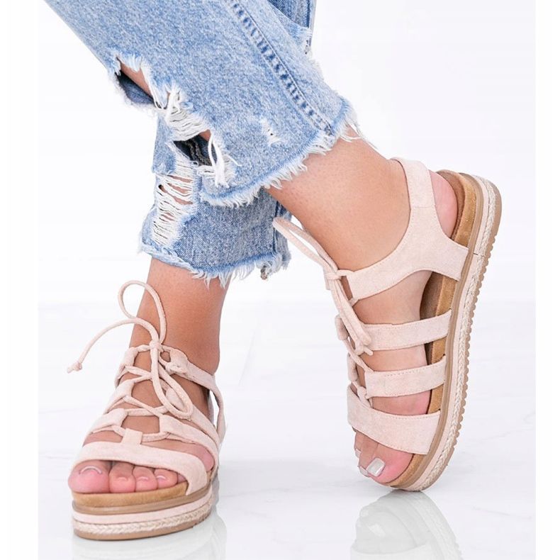 Sandales à lacets Layla beiges 1 Sandales à lacets Layla beiges 1