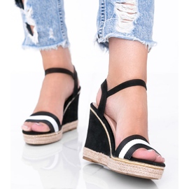 Espadrilles noires sur le compensé Mona le noir 1
