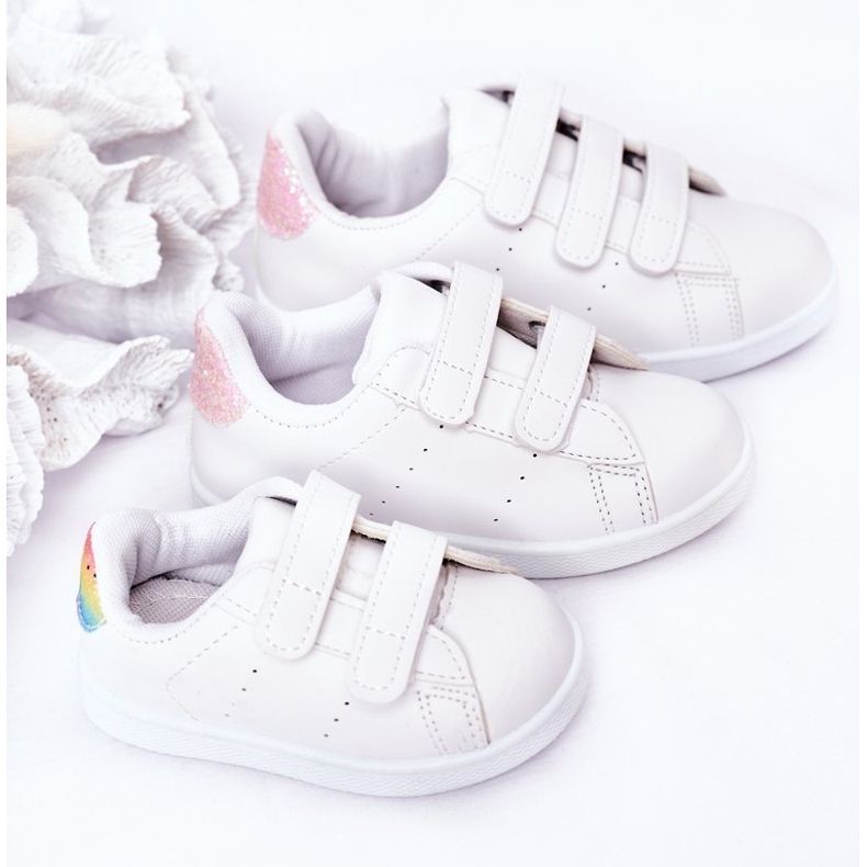 Baskets Enfant Avec Velcro Blanc et Rose Cute Girl blanche blanche 1