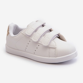 Baskets Enfant Avec Velcro Blanc et Or Cute Girl 1