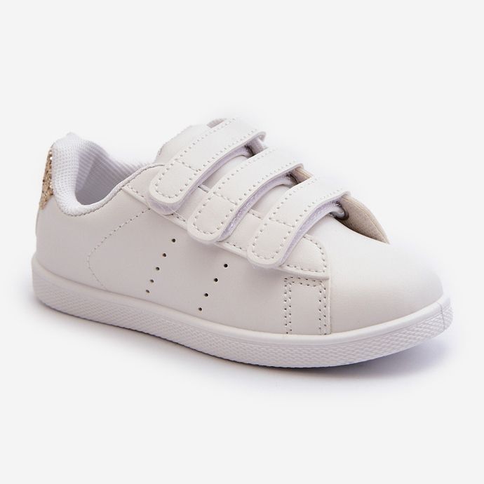 Baskets Enfant Avec Velcro Blanc et Or Cute Girl 1