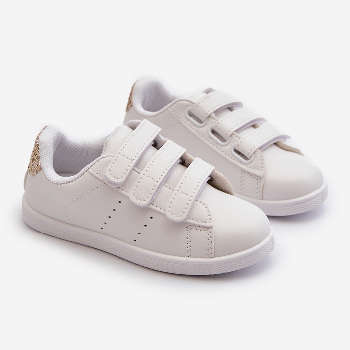 Baskets Enfant Avec Velcro Blanc et Or Cute Girl 2