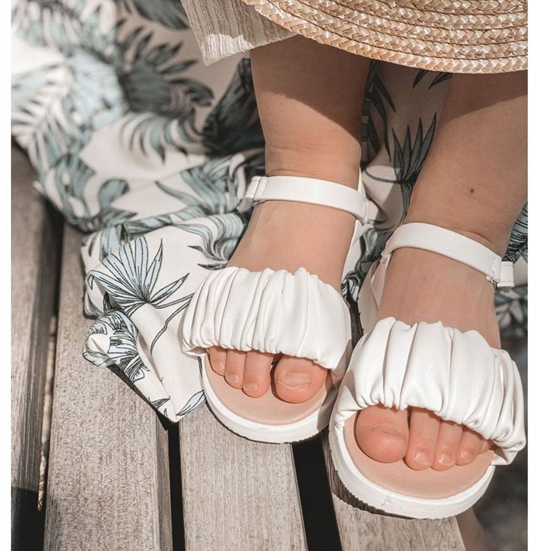 FR1 Sandales Enfant Avec Velcro Blanc Aimy 4