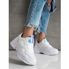Weide Baskets en cuir écologique à imprimé serpent blanche 2