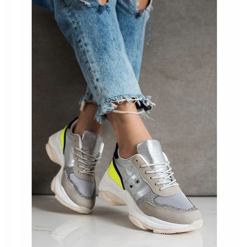 SHELOVET Baskets confortables à la mode argent multicolore 2