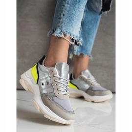 SHELOVET Baskets confortables à la mode argent multicolore 3