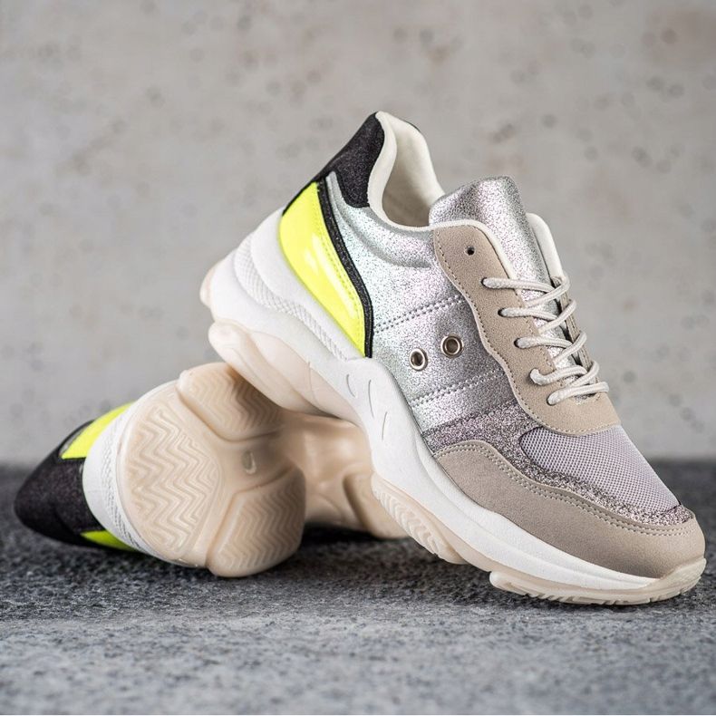 SHELOVET Baskets confortables à la mode argent multicolore 1