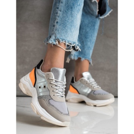 SHELOVET Baskets confortables à la mode argent multicolore 3