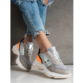 SHELOVET Baskets confortables à la mode argent multicolore 2